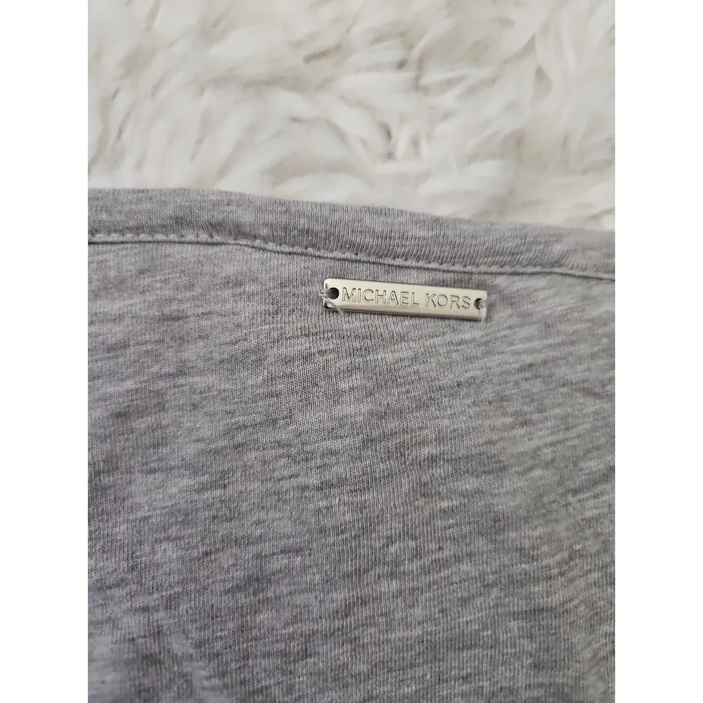 Michael Kors Gray Crystal MK Studded‎ Logo Long Sleeve Shirt 2X